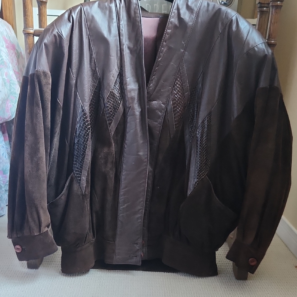 Vintage Leather And Snakeskin Jacket